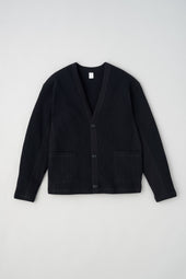 Atlas Waffle Cardigan in Black