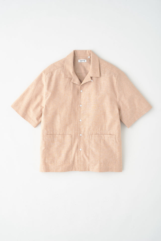 Linen Camp Shirt in Camel