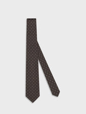 Cravatta in seta jacquard a pois marrone