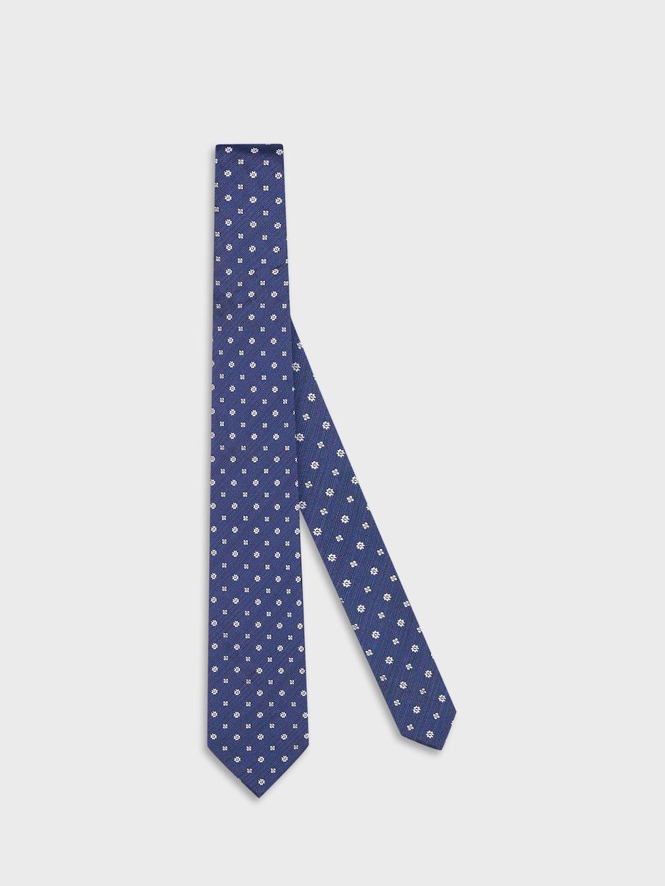 Cravatta In Seta Jacquard Blu