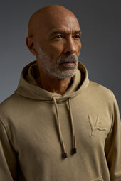 Comfort Cotton and Silk Pouch Pocket Hoodie with Embossed Logo
