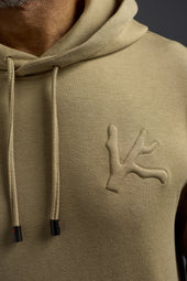 Comfort Cotton and Silk Pouch Pocket Hoodie with Embossed Logo