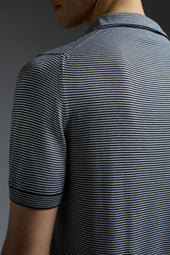 Silk and Cashmere Microstripes Open Collar Polo