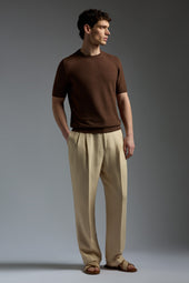 Silk and Linen Embossed Stitch Short Sleeve Polo