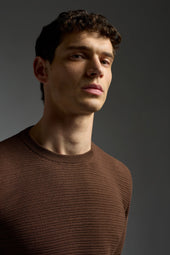 Silk and Linen Embossed Stitch Short Sleeve Polo