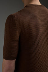 Silk and Linen Embossed Stitch Short Sleeve Polo