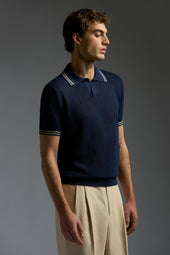 Silk Linen Open Collar Short Sleeve Polo