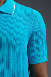 Cotton Multistitch Open Collar Polo