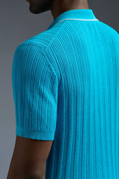 Cotton Multistitch Open Collar Polo
