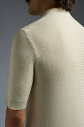Open Collar Polo Solid Silk Stitch Details F 12