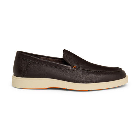 Men's dark brown tumbled leather loafer