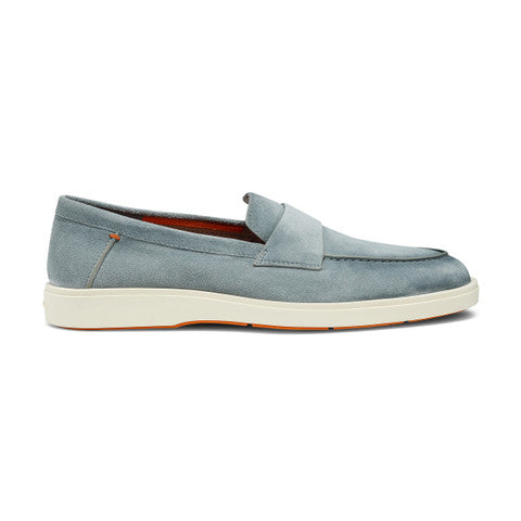 Men's light blue suede penny loafer