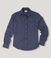 Blue Long Sleeves Pique Shirt
