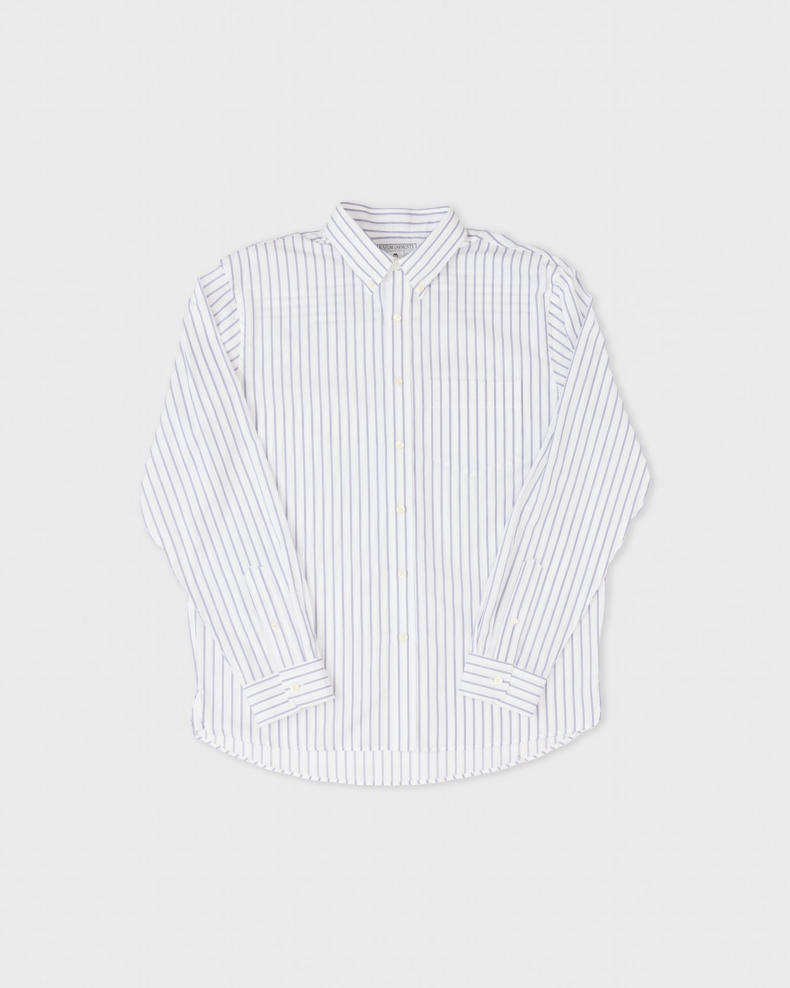 Dad S Shirt Rayures Dobby Blanc Bleu