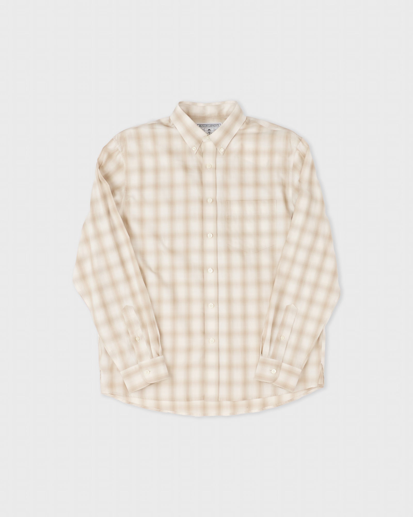 Dad S Shirt Two Tones Check Beige Natural