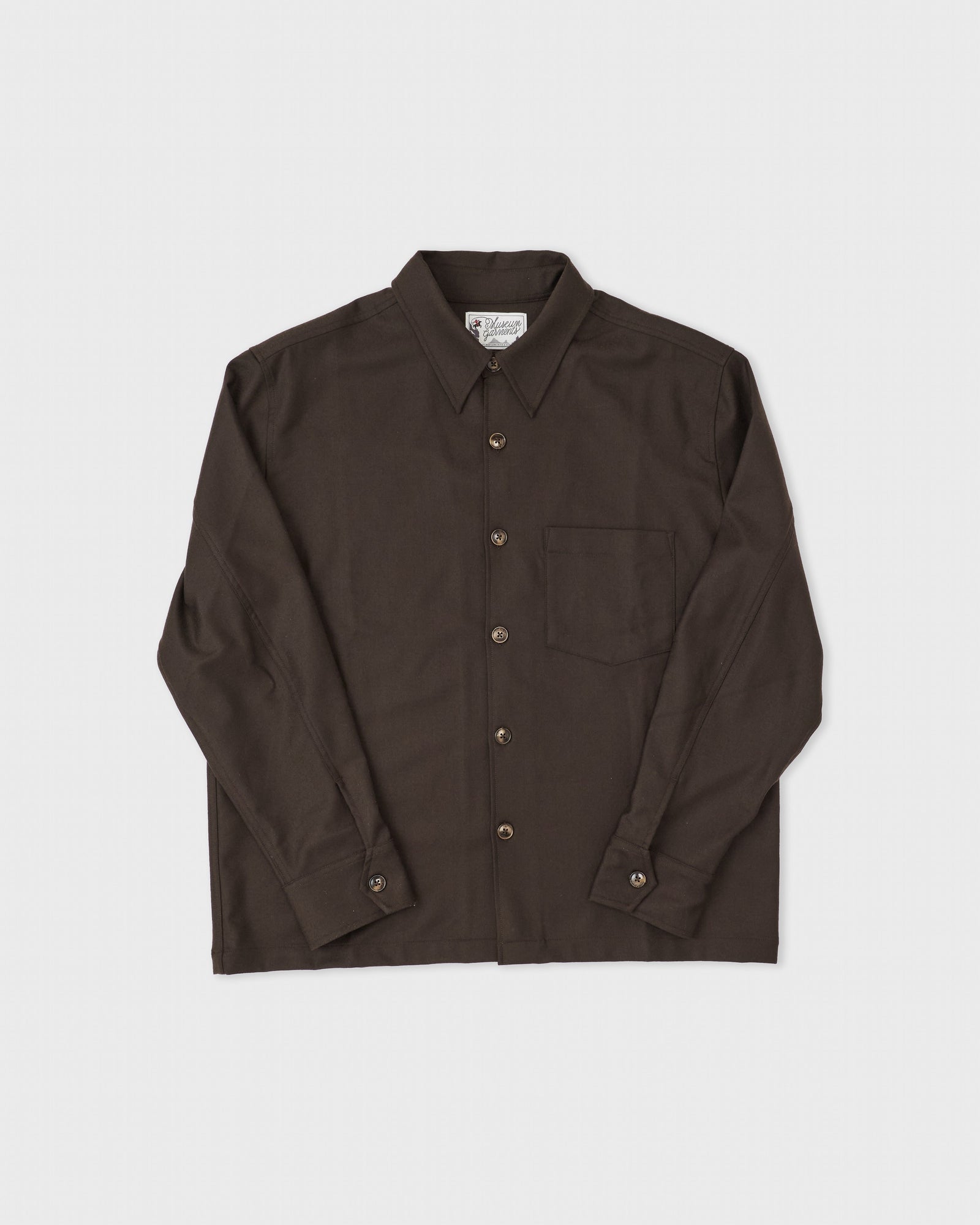 Western Overshirt Wool Flannel Dark Brown