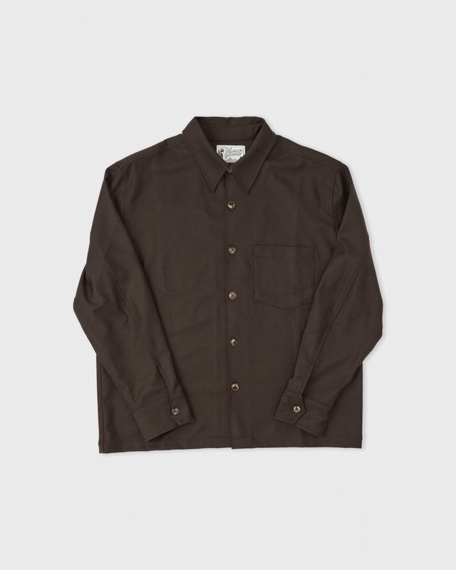 Western Overshirt - Wool Flannel, Dark Brown