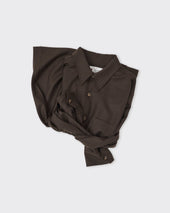 Western Overshirt Wool Flannel Dark Brown