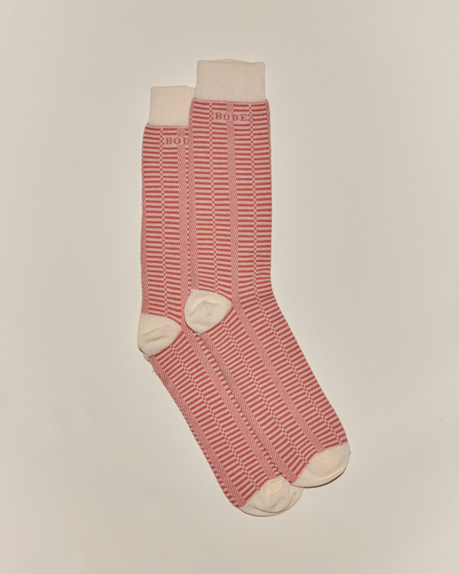 Micro Check Socks Peach Cream