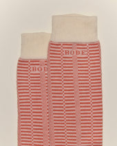 Micro Check Socks Peach Cream