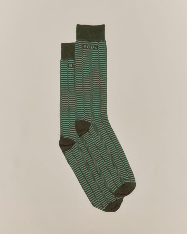 Micro Check Socks - Green
