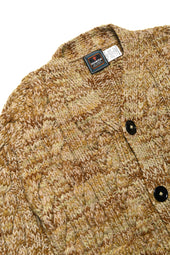 Mix Fisherman V Neck Cardigan Dk Beige Mix