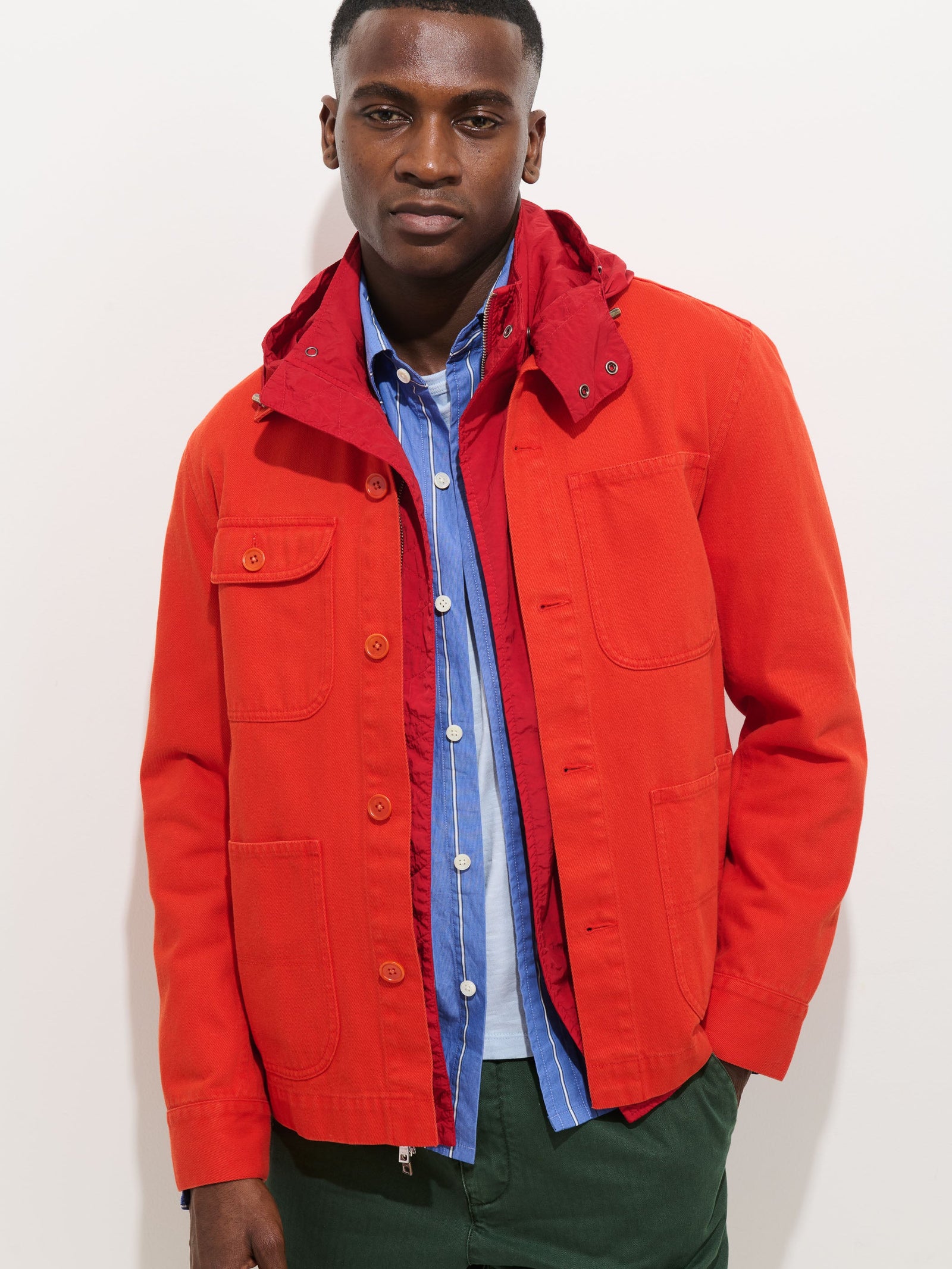 Garment Dyed Work Jacket In Recycled Denim