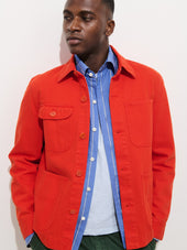 Garment Dyed Work Jacket In Recycled Denim