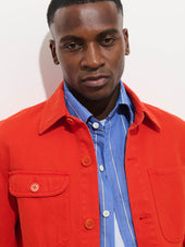 Garment Dyed Work Jacket In Recycled Denim