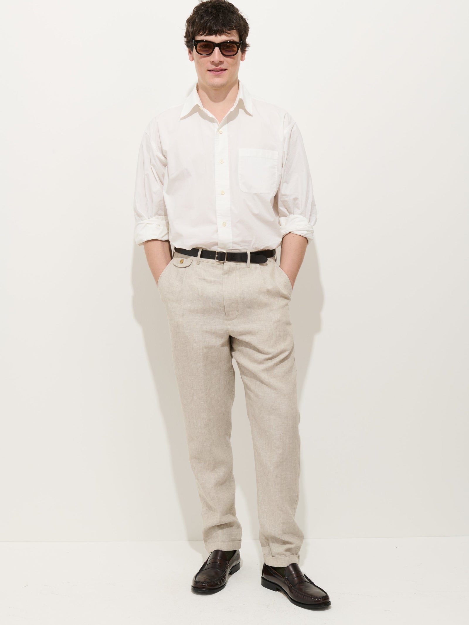 Standard Pleated Pant In Flax Linen
