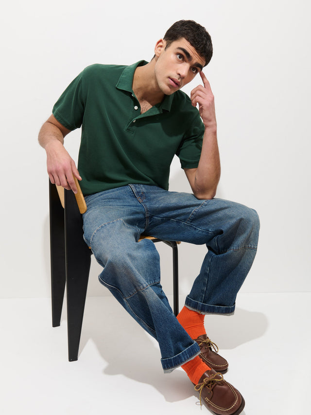 Garment Dyed Polo In Pique Cotton