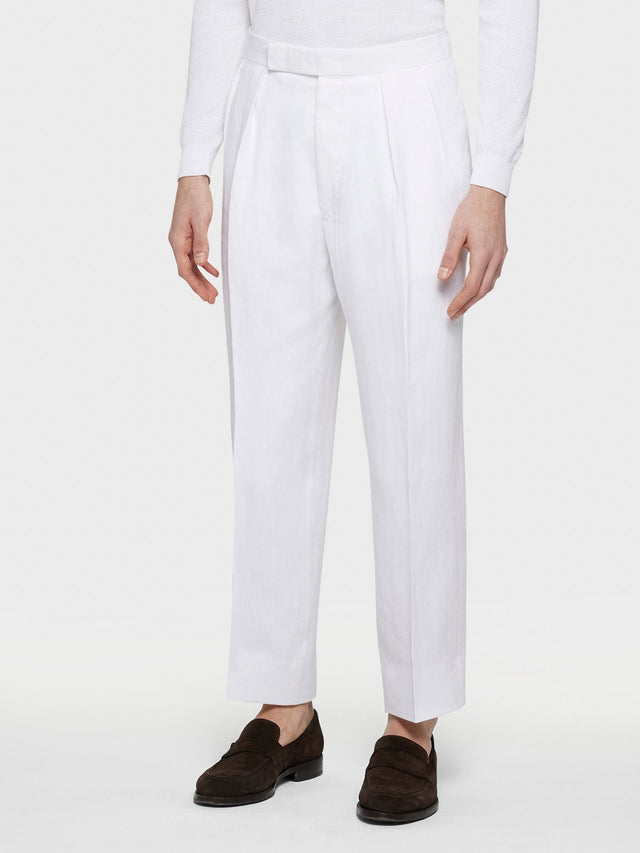 Pantalone in lino bianco