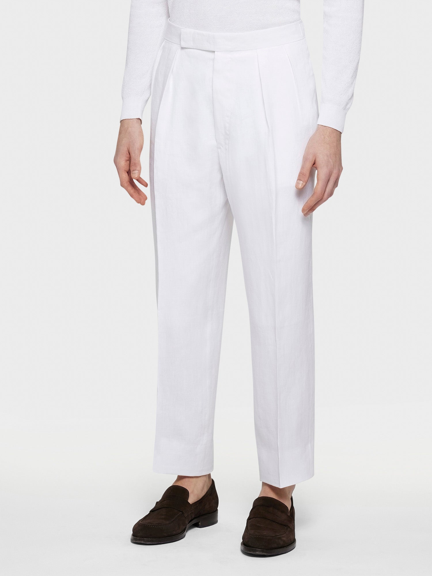 Pantalone In Lino Bianco
