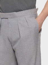 Pantalone A Vita Alta In Lana Cotone E Seta Grigia