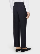Pantalone A Vita Alta In Lana E Mohair Blu