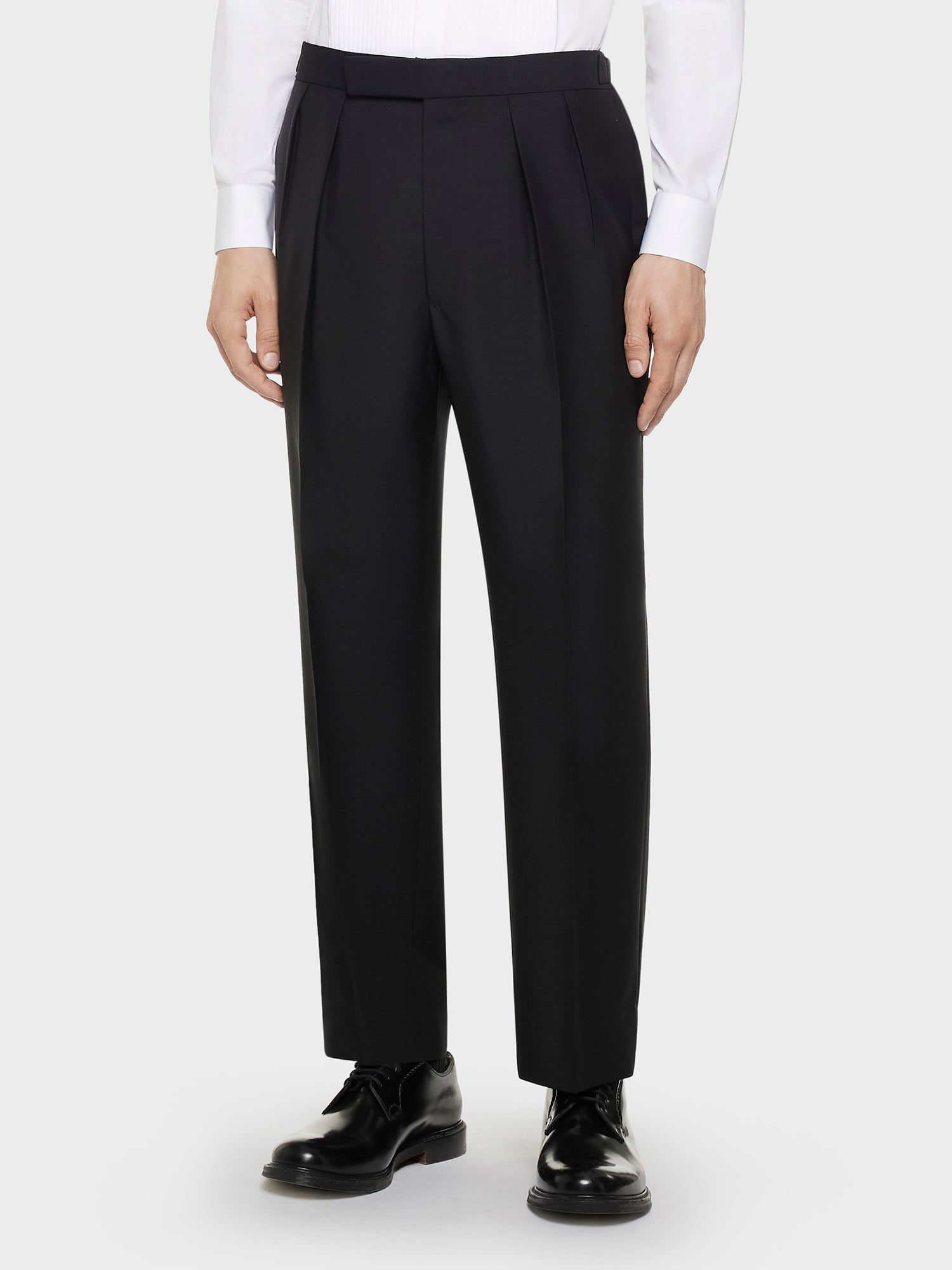 Pantalone A Vita Alta In Lana E Mohair Nero