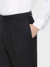 Pantalone A Vita Alta In Lana E Mohair Nero