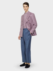 Pantalone A Vita Alta In Lana Blu