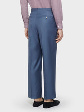 Pantalone A Vita Alta In Lana Blu