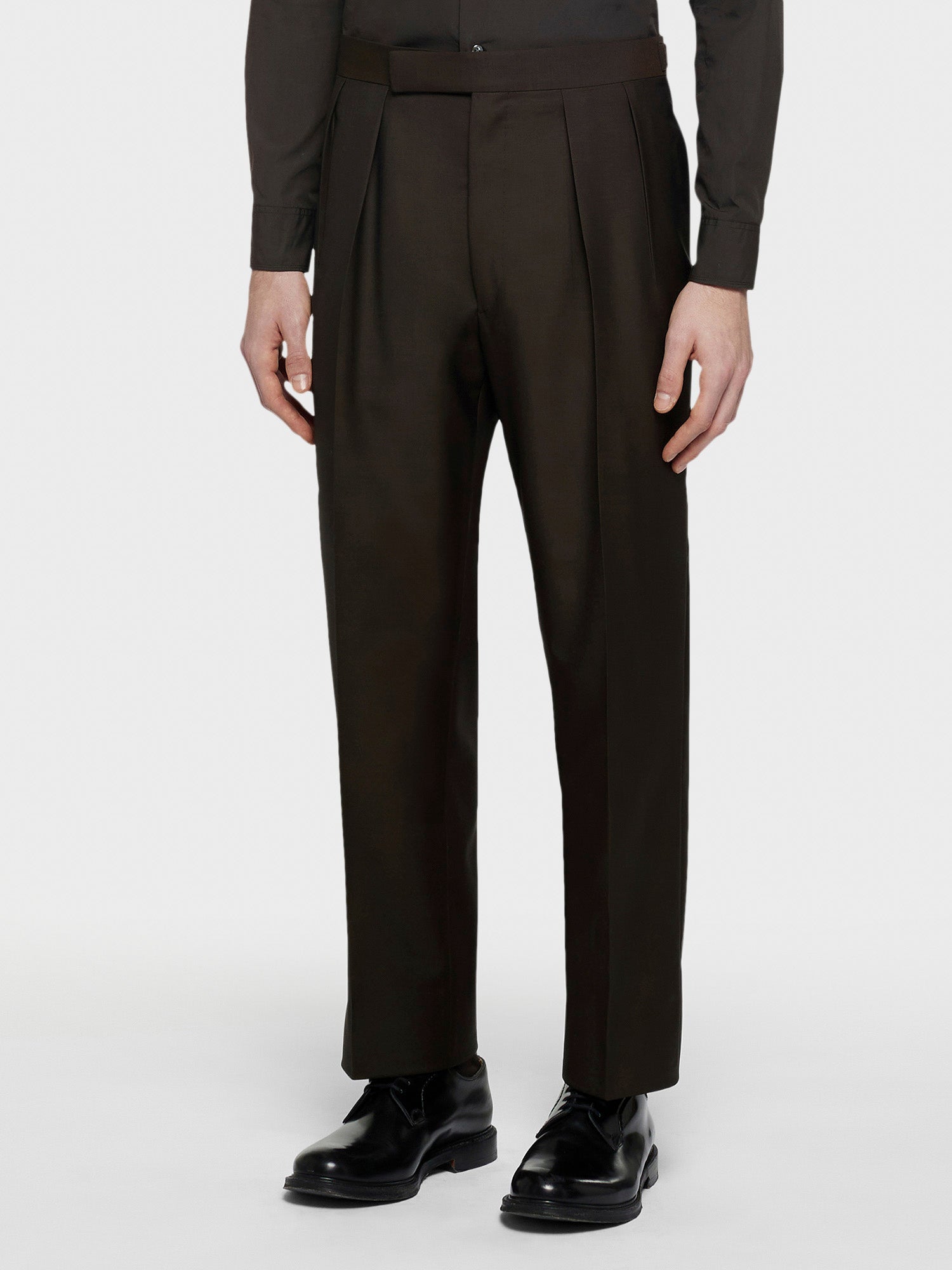 Pantalone In Lana Mohair Marrone