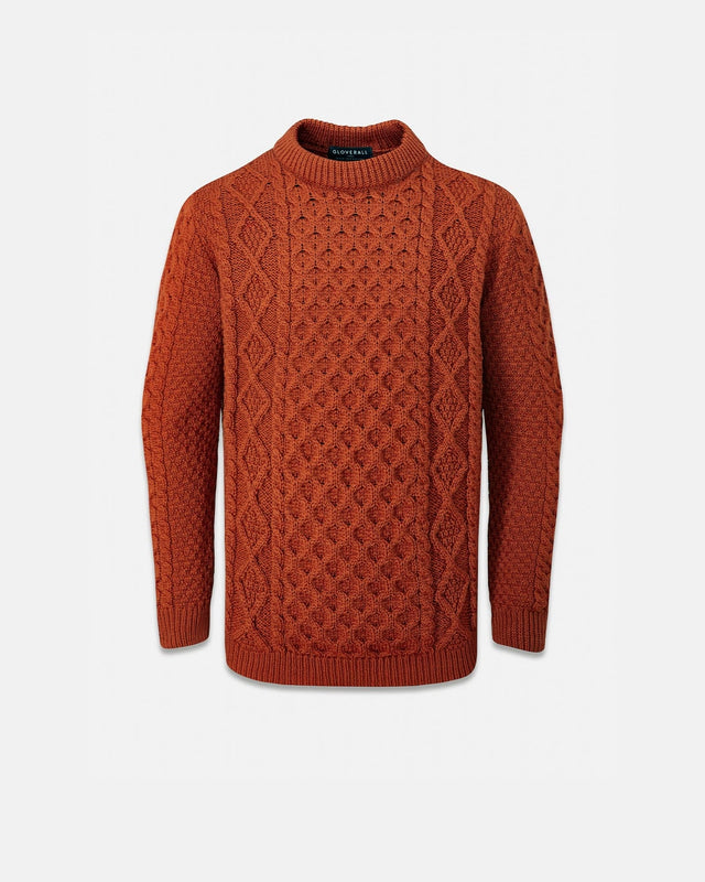 Men's Aran Jumper Burnt Orange