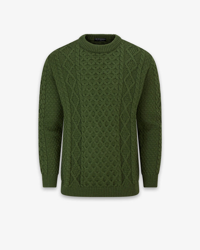 Men's Aran Jumper Army Green
