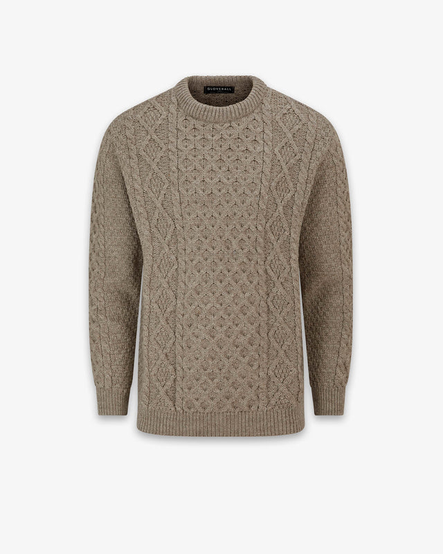 Men's Aran Jumper Mushroom