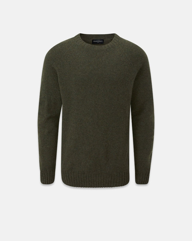 Men's Henley Lambswool Jumper Olive Green