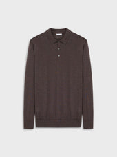 Polo A Manica Lunga In Lana Seta E Cashmere Marrone