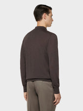 Polo A Manica Lunga In Lana Seta E Cashmere Marrone