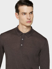 Polo A Manica Lunga In Lana Seta E Cashmere Marrone
