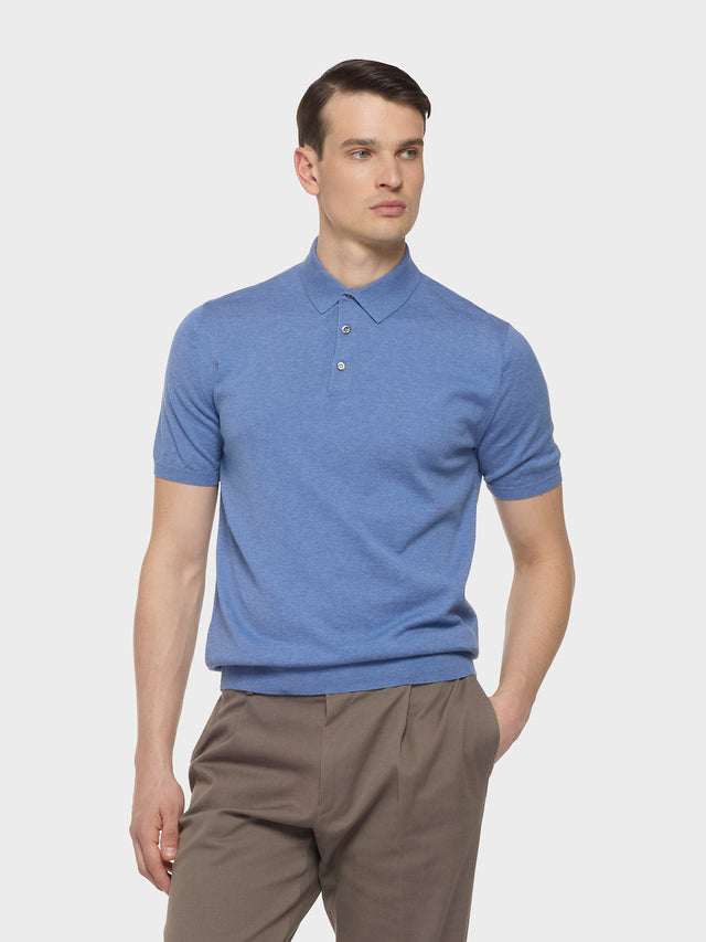 Polo a maniche corte in cotone blu