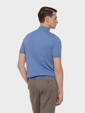 Polo A Maniche Corte In Cotone Blu