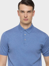 Polo A Maniche Corte In Cotone Blu